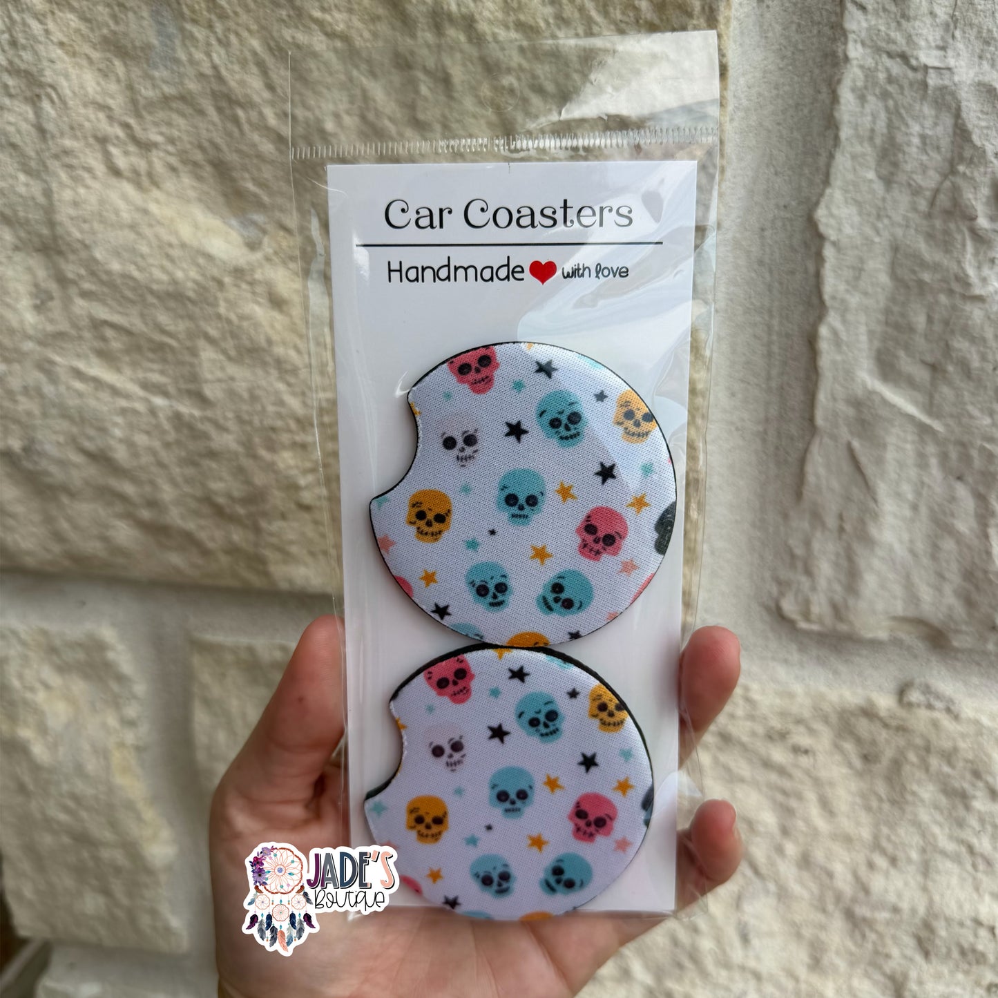 Multi Color Skull Car Coasters