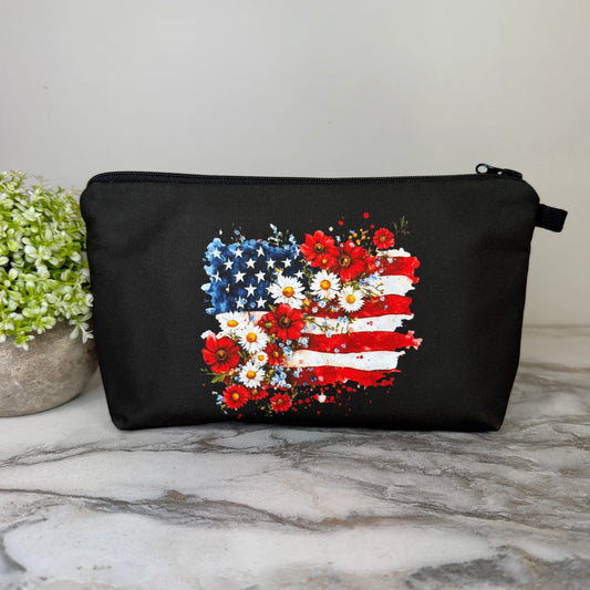 America Floral Flag Pouch