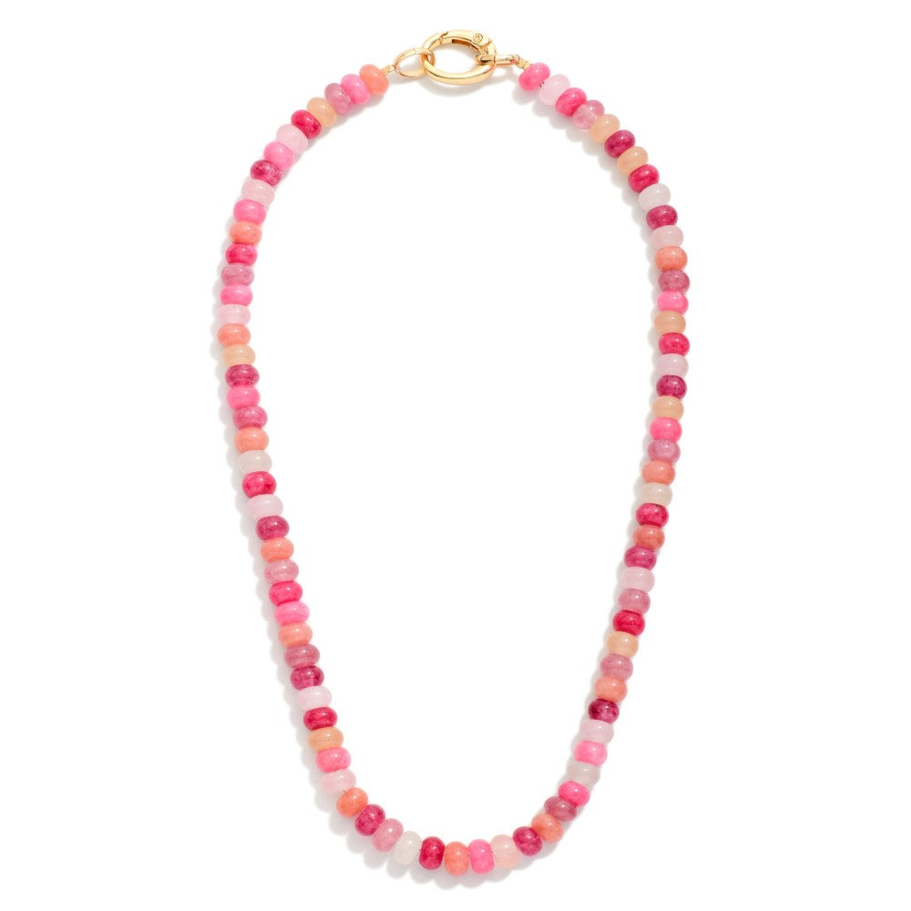 Pink Multi Candy Stone Beaded Necklace