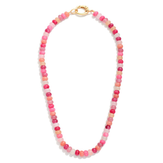 Pink Multi Candy Stone Beaded Necklace