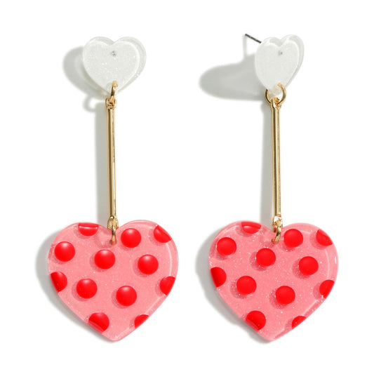 Resin Glitter Heart Drop Earring