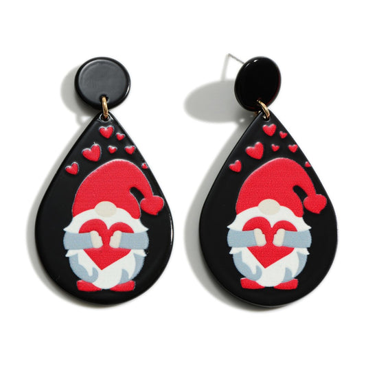 Resin Heart Gnome Earring