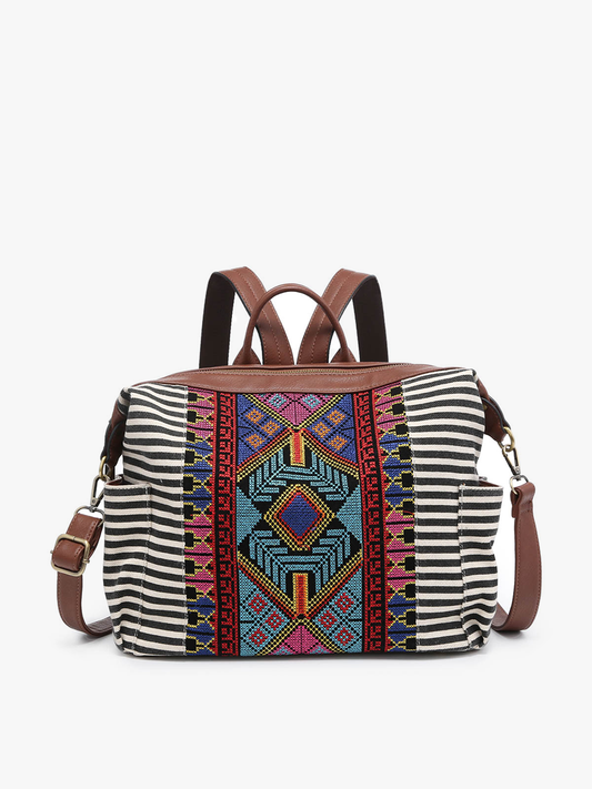 Lexie Aztec Backpack/Satchel - Black