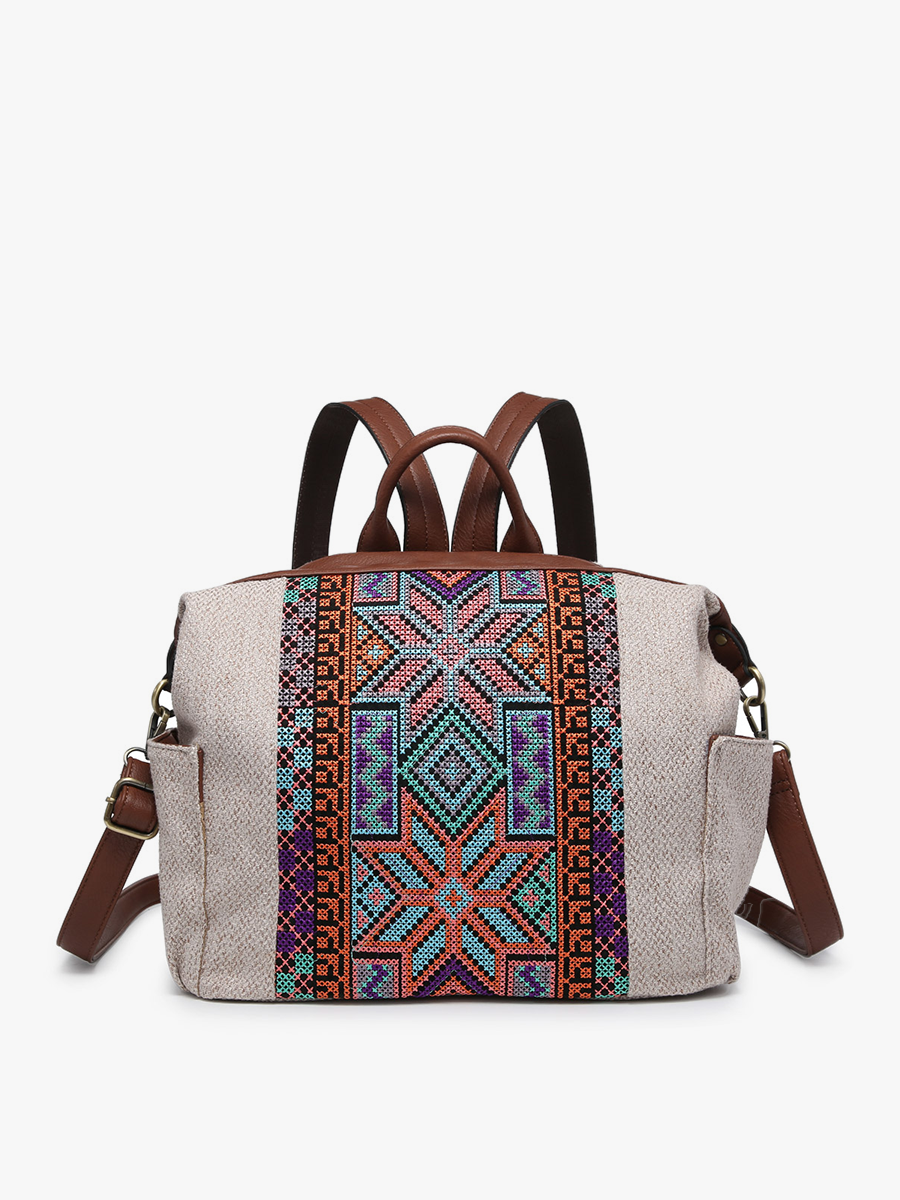 Lexie Aztec Backpack/Satchel - Sand/Blue
