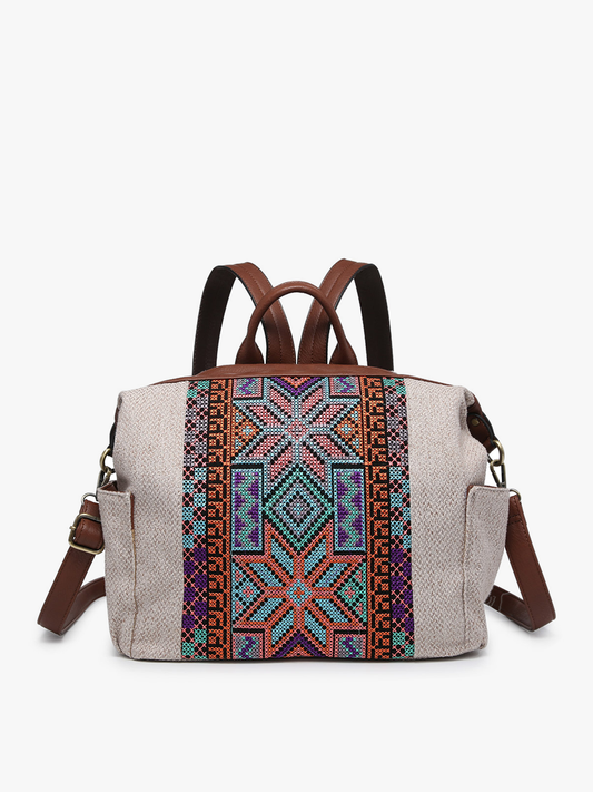 Lexie Aztec Backpack/Satchel - Sand/Blue