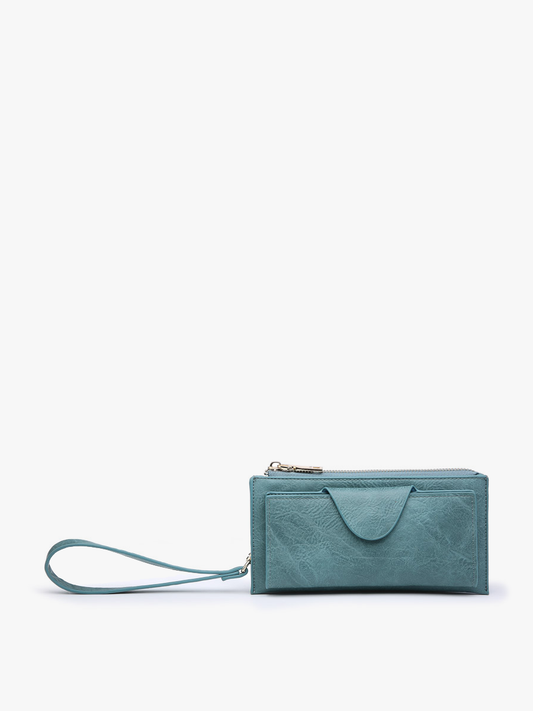 RFID Wallet w/ Snap Closure and Zip Change Pocket - Teal