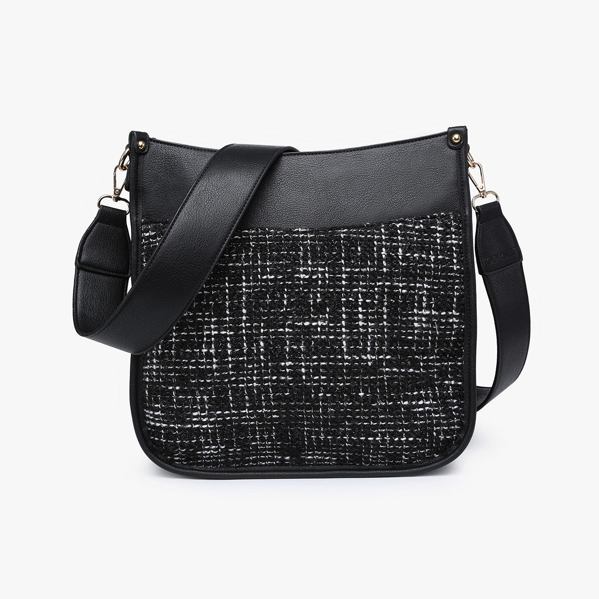 Chloe Tweed Crossbody w/ Guitar Strap - Black