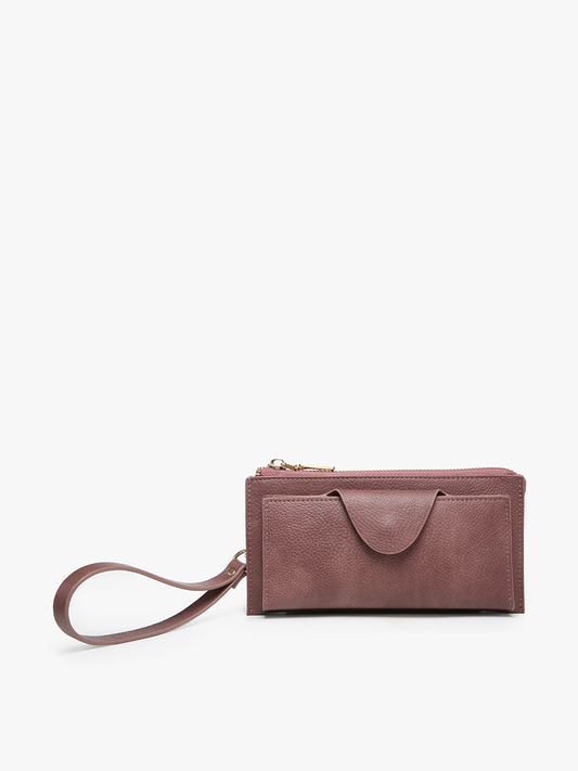 RFID Wallet w/ Snap Closure and Zip Change Pocket - Wine