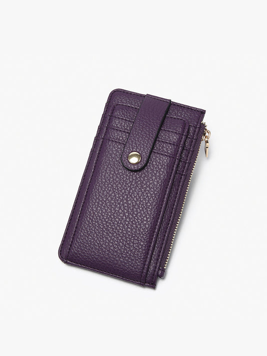 Multi - Card Wallet W/Strap Snap Closure - Dark Purple