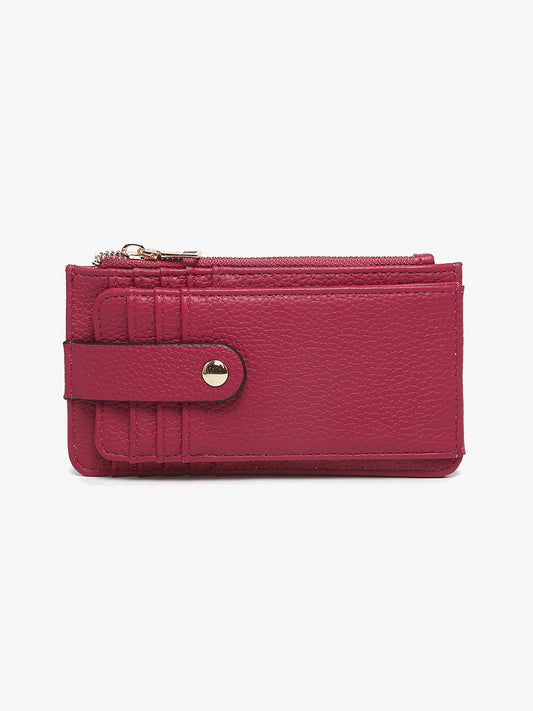 Multi- Card Wallet W/Strap Snap Closure - Dark Ruby