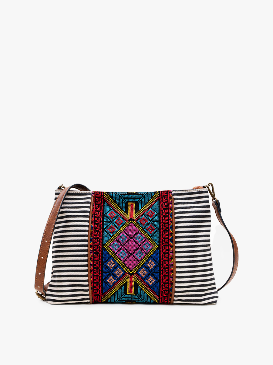 Felicity Aztec Embroidered Crossbody - Black