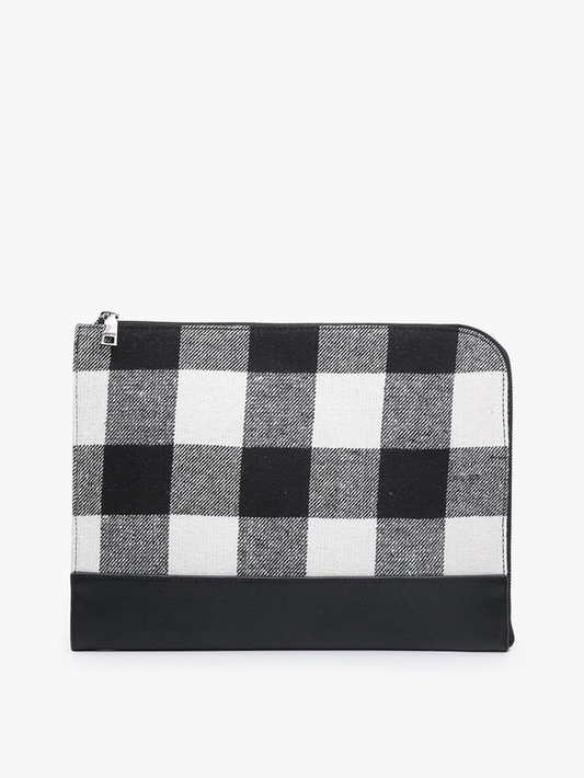 Clutch/ Laptop & Tablet Sleeve 13" - Plaid - Black/White