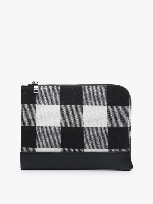Clutch/Tablet Sleeve 11' - Plaid - Black/White