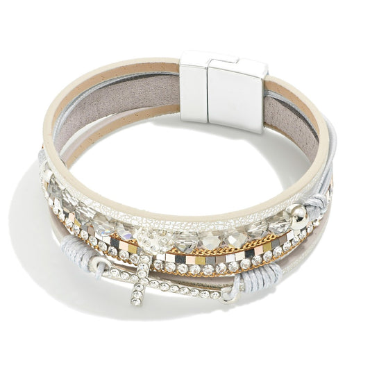 Cross Magnetic Bracelet - Silver