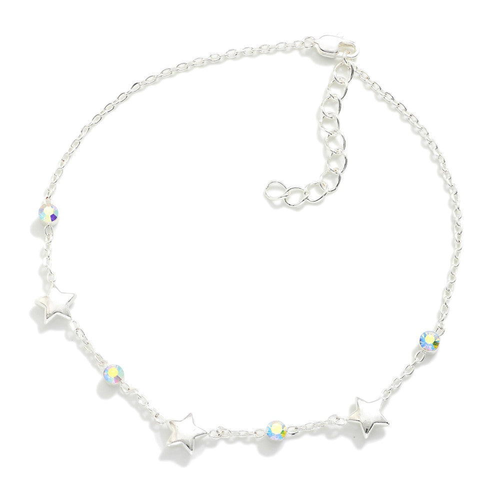 Star & Rhinestone Silver Bracelet