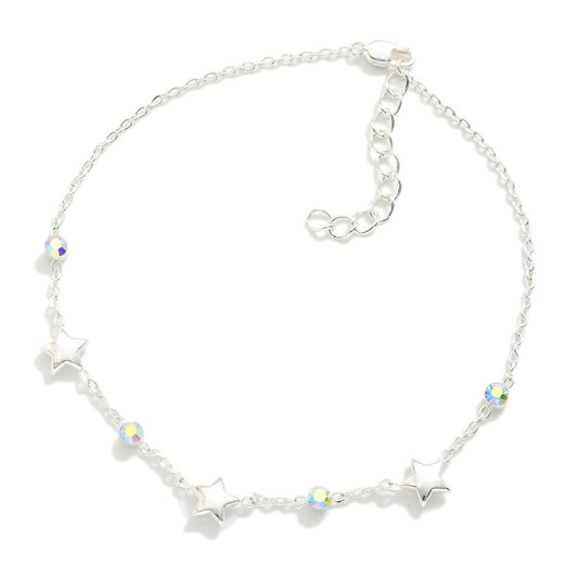 Star & Rhinestone Silver Bracelet