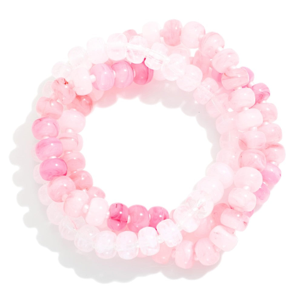 Pink/White Cracked Beaded Bracelet