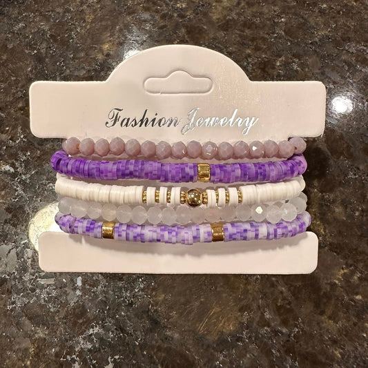 Everyday Bracelet Stacks - Purple/White