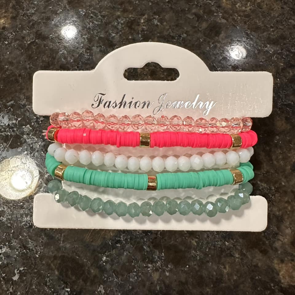Everyday Bracelet Stacks - Hot Pink/Aqua