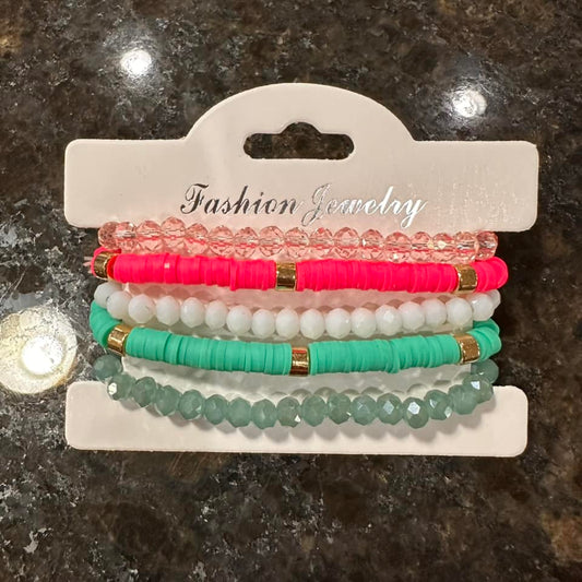 Everyday Bracelet Stacks - Hot Pink/Aqua