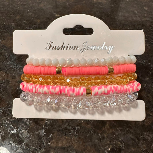 Everyday Bracelet Stacks - White/Pink/Gold