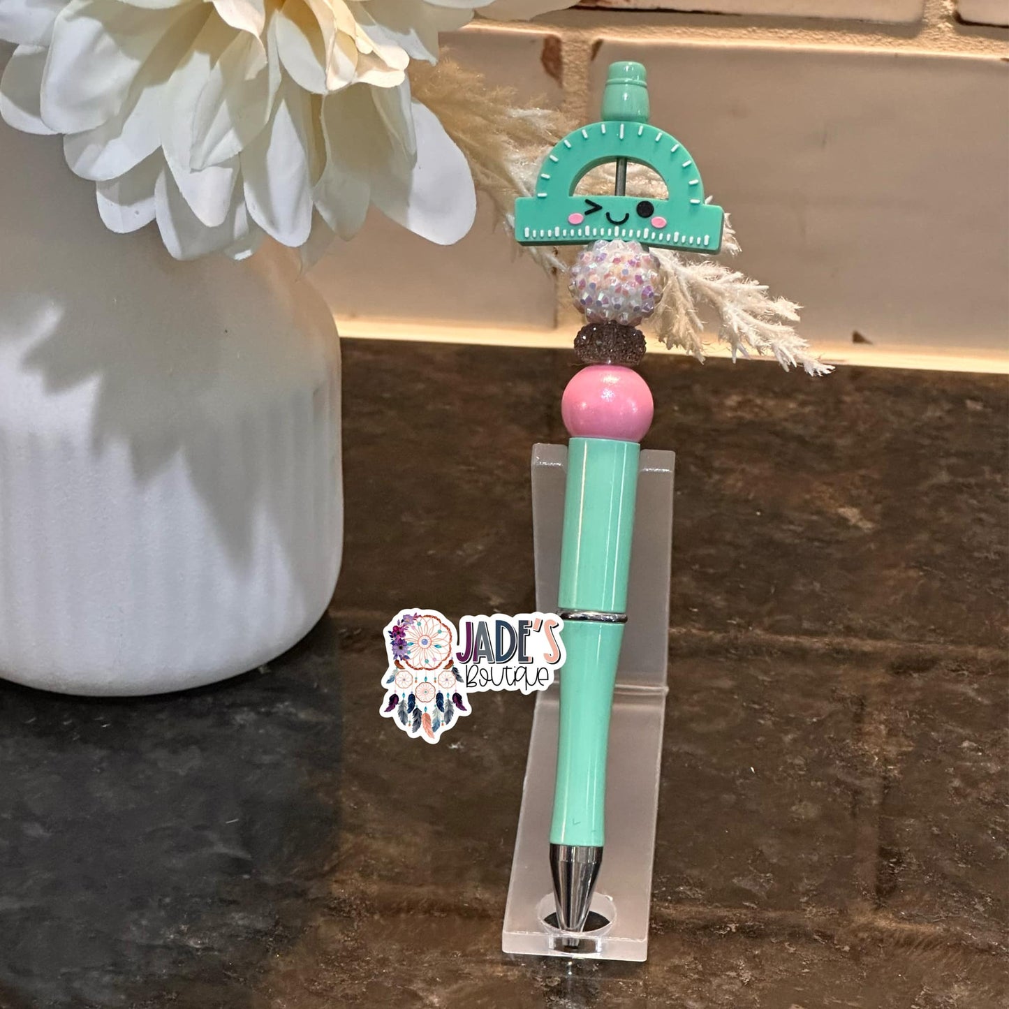 Protractor Ruler Mint Pen