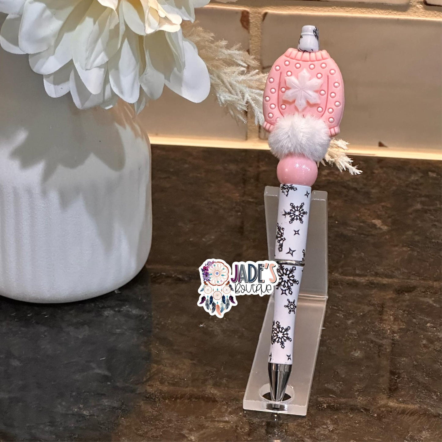Pink Snowflake Sweater Pen