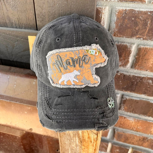 Distressed Grey Mama Bear Baseball Cap