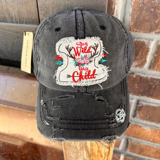 Distressed Stay Wild My Child Baseball Cap