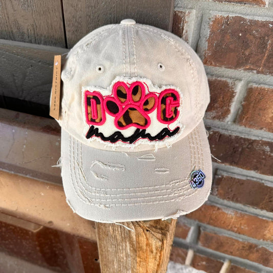 Distressed Vanilla Dog Mama Baseball Cap
