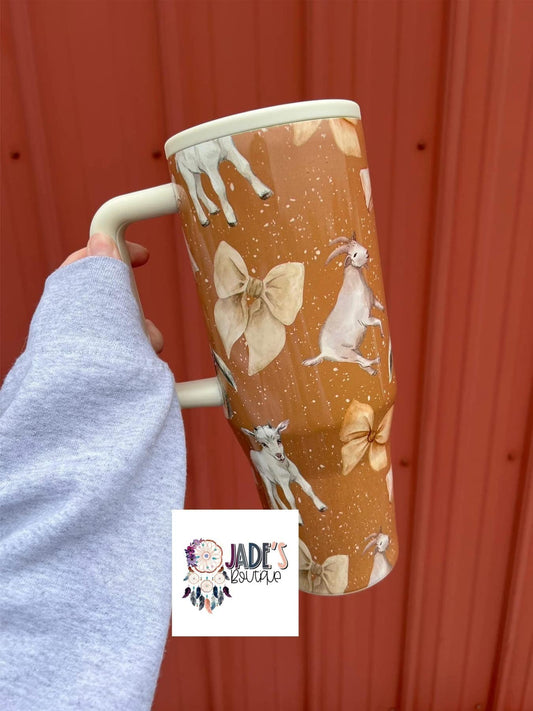 40 oz coquette animal tumbler- goat
