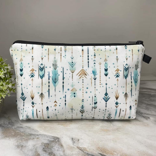 Blue & Gold Feathers Pouch