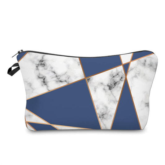 Blue & White Abstract Marble Pouch