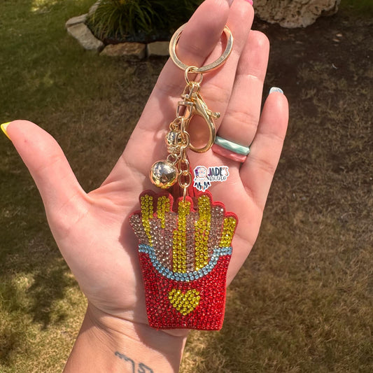 French Fry Rhinestone Keychain/Bag Charm