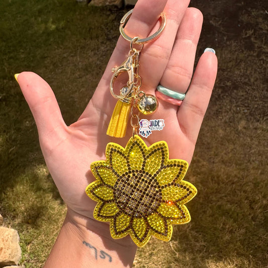 Sunflower Rhinestone Keychain/Bag Charm