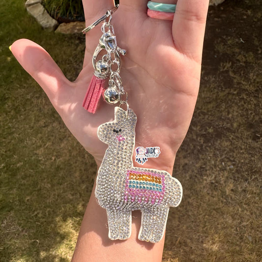 Llama Rhinestone Keychain/Bag Charm