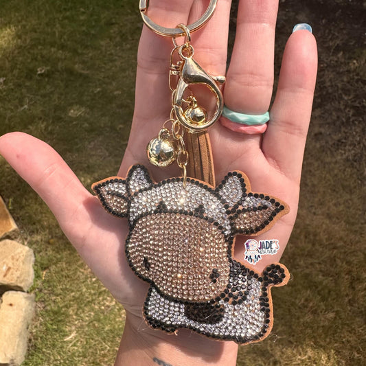 Cow Rhinestone Keychain/Bag Charm