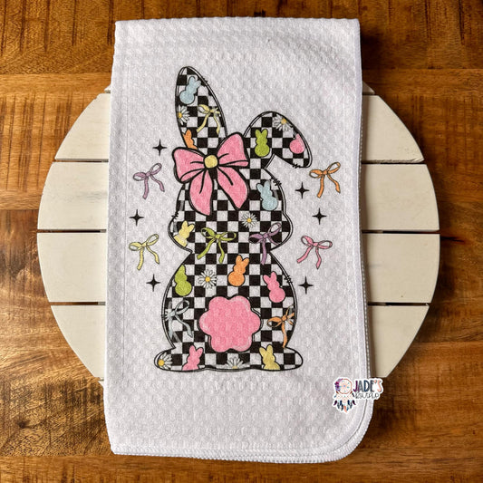 Checkered Bunny Tea Towel