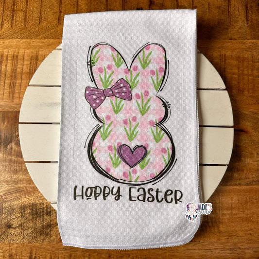 Floral Hoppy Easter Tea Towel