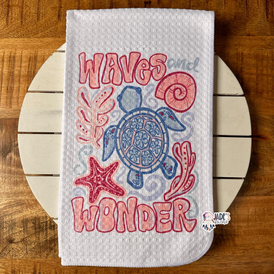 Waves and Wonder Tea Towel