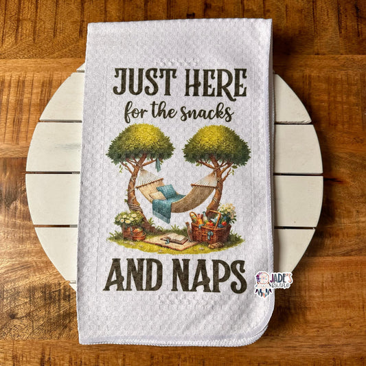 Just Here for the snacks Tea Towel