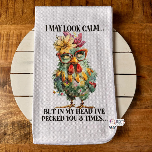 I May Look Calm Tea Towel