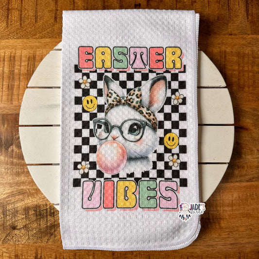 Easter Vibes Checkered Tea Towel