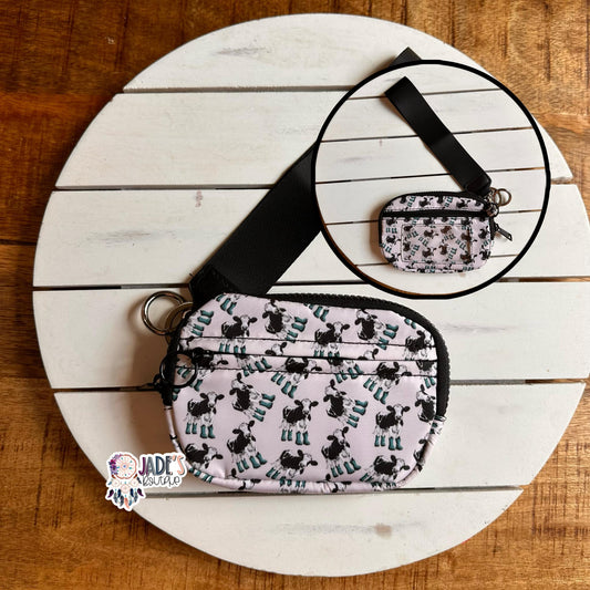 Cow In Rainboots Wristlet Wallet
