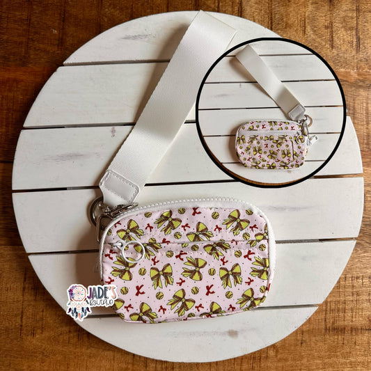 Softball Bows Wristlet Wallet