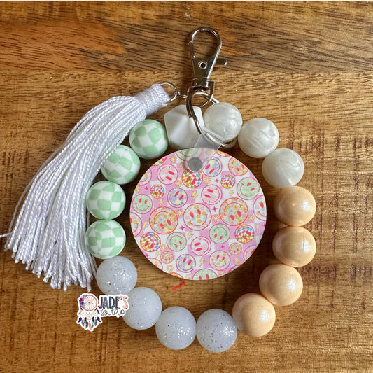 Pastel Smiley Keychain Bracelet