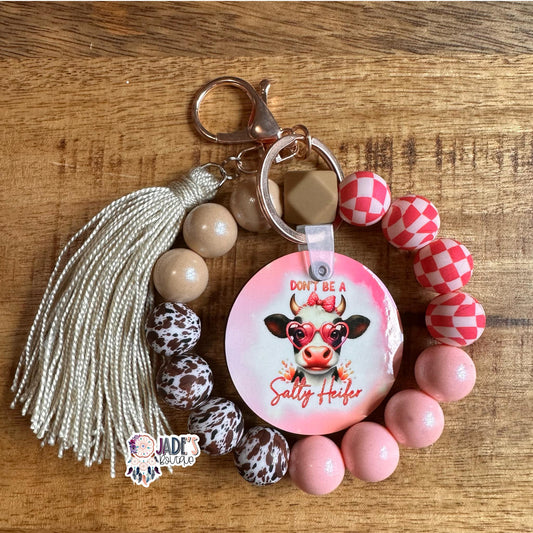Don't Be A Salty Heifer Keychain Bracelet