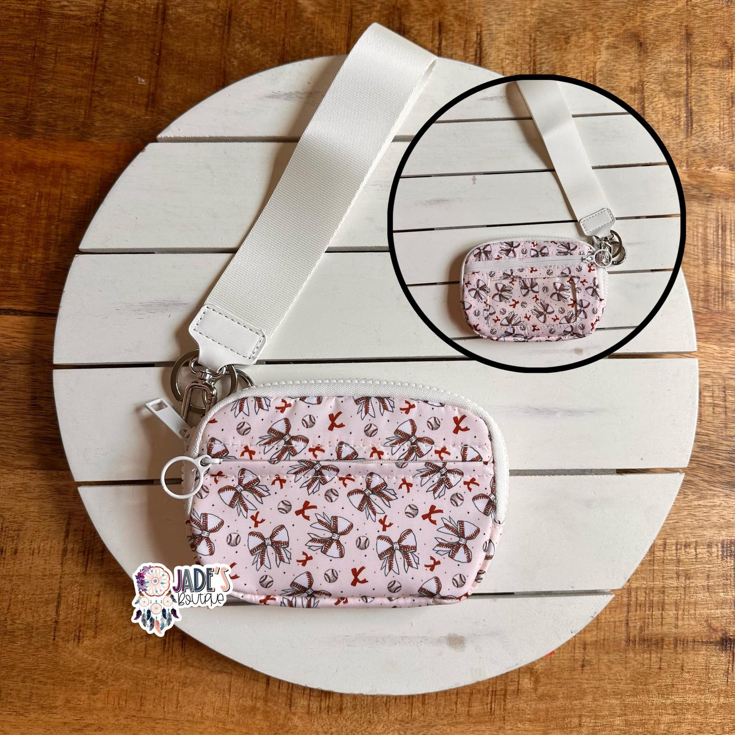 Baseball Bows Wristlet Wallet