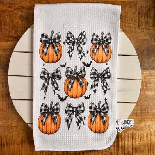 Buffalo Plaid Pumpkin Bow Tea Towel