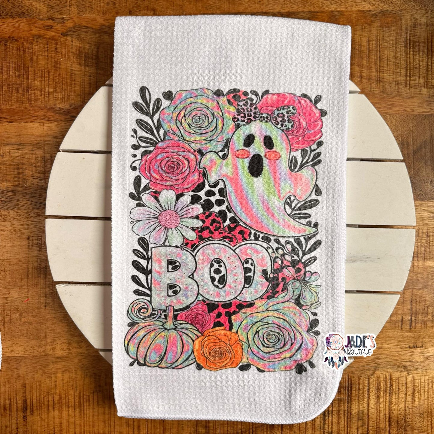 Neon Boo Tea Towel
